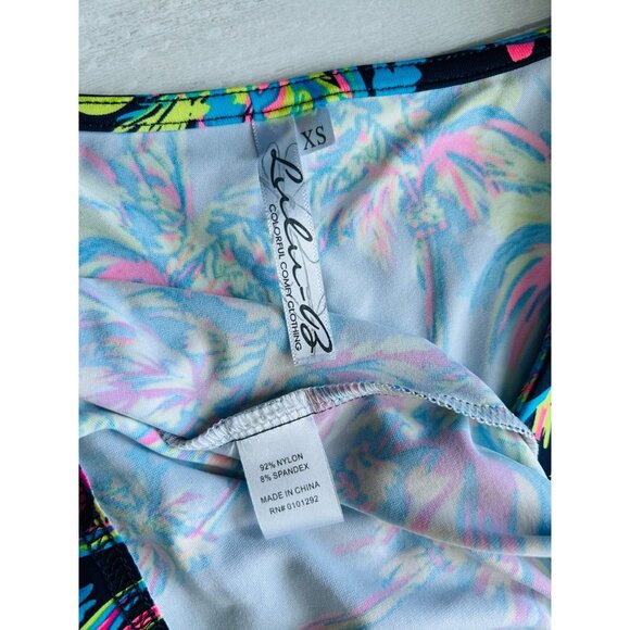 Lulu B Women's Sz XS 3/4 Sleeve Ruffle Bottom Dress Navy Palm - Picture 10 of 12